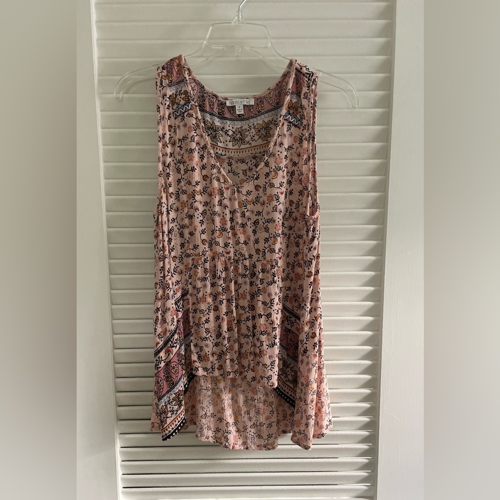 Floral Sleeveless Top in Pink and Black